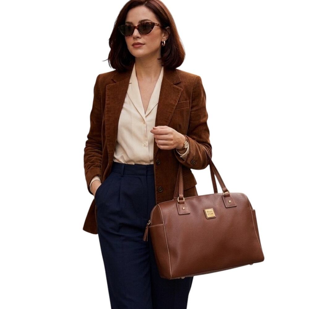 Dooney & Bourke Vintage Portofino Kristen Brown Leather Shoulder Bag Work Tote